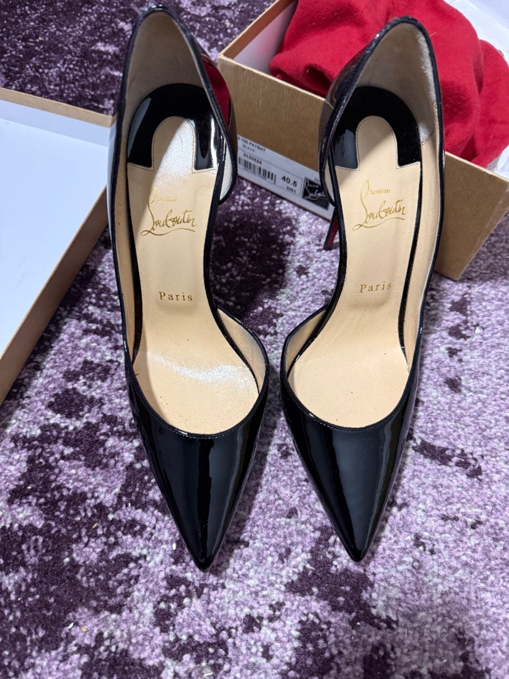 Christian Louboutin Iriza 100 Black Patent Pumps 40.5 Box Dust Bag